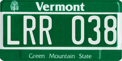 VT license plate LRR038