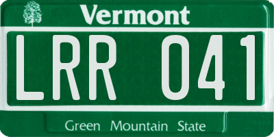 VT license plate LRR041