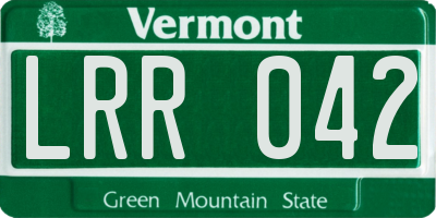 VT license plate LRR042