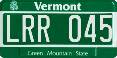 VT license plate LRR045