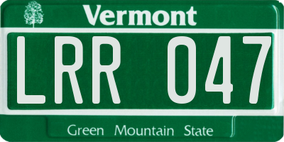 VT license plate LRR047