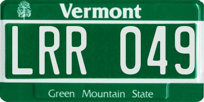 VT license plate LRR049