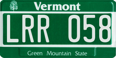 VT license plate LRR058