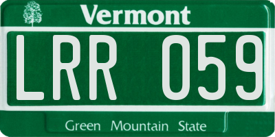 VT license plate LRR059