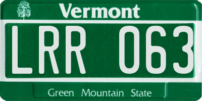VT license plate LRR063