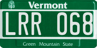 VT license plate LRR068