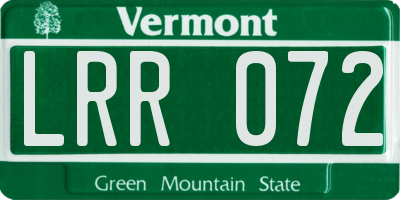 VT license plate LRR072