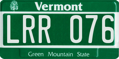 VT license plate LRR076