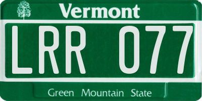 VT license plate LRR077