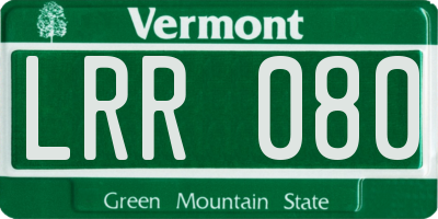 VT license plate LRR080