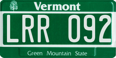 VT license plate LRR092