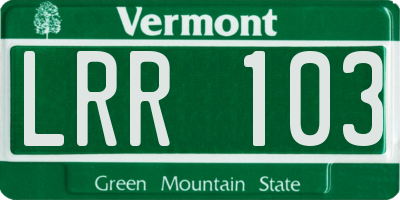 VT license plate LRR103