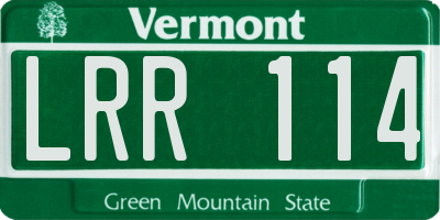 VT license plate LRR114