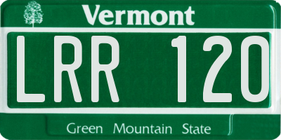 VT license plate LRR120