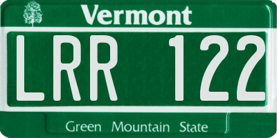 VT license plate LRR122