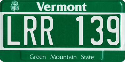 VT license plate LRR139