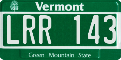 VT license plate LRR143