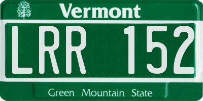 VT license plate LRR152