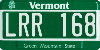 VT license plate LRR168