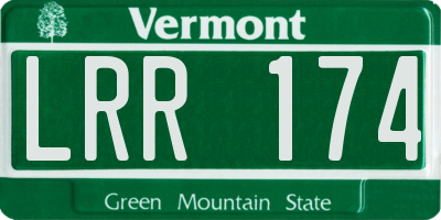VT license plate LRR174