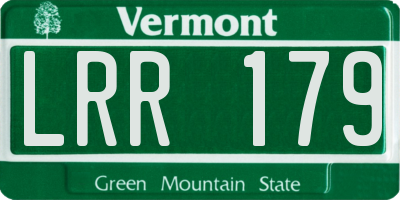 VT license plate LRR179