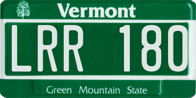 VT license plate LRR180