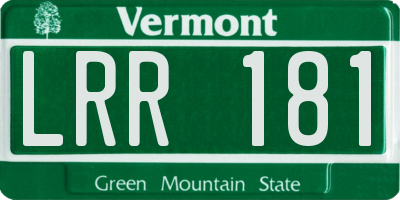 VT license plate LRR181