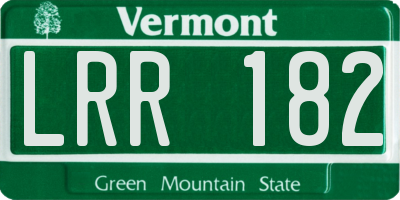 VT license plate LRR182