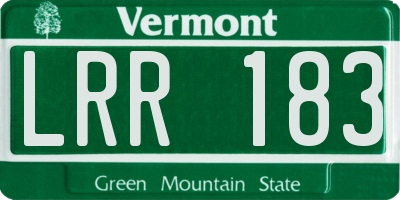 VT license plate LRR183