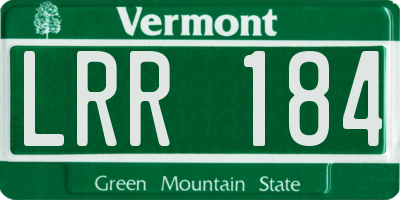 VT license plate LRR184