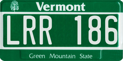 VT license plate LRR186
