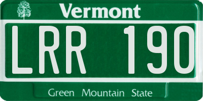 VT license plate LRR190