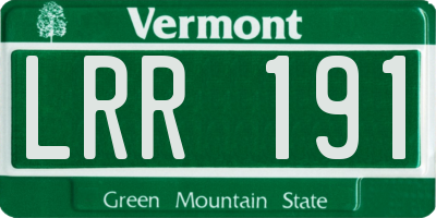 VT license plate LRR191