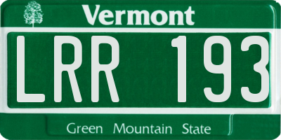 VT license plate LRR193
