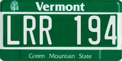 VT license plate LRR194
