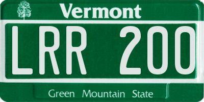 VT license plate LRR200