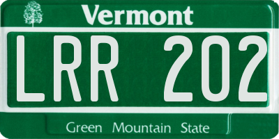 VT license plate LRR202
