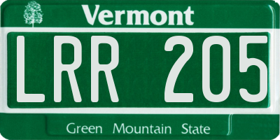 VT license plate LRR205