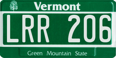VT license plate LRR206