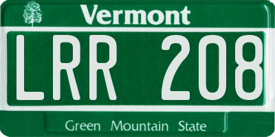 VT license plate LRR208