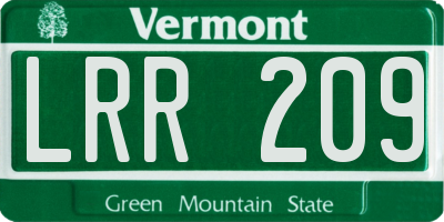 VT license plate LRR209