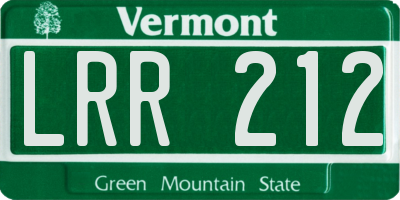 VT license plate LRR212