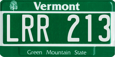 VT license plate LRR213