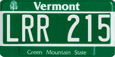 VT license plate LRR215