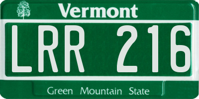 VT license plate LRR216