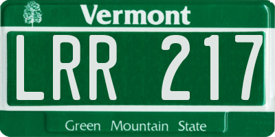 VT license plate LRR217