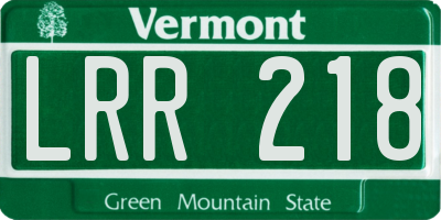 VT license plate LRR218