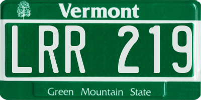 VT license plate LRR219