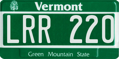 VT license plate LRR220