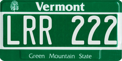 VT license plate LRR222